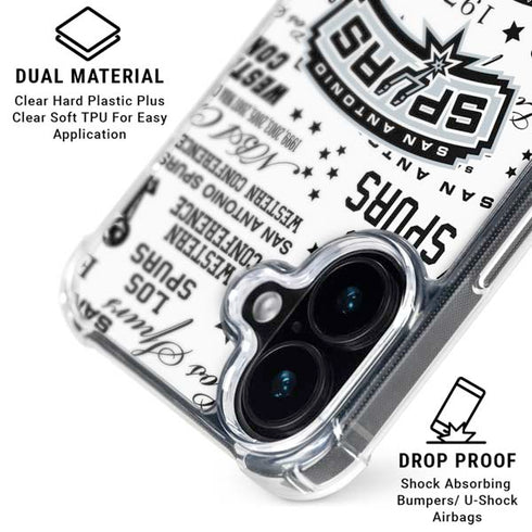 NBA San Antonio Spurs Historic Blast iPhone 16 Plus Clear Case