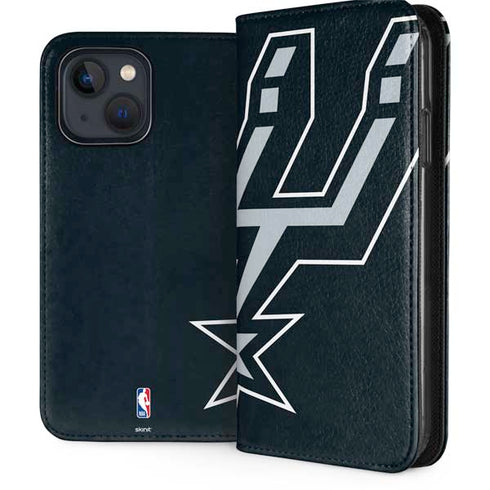 NBA San Antonio Spurs Large Logo iPhone 15 Plus Folio Case