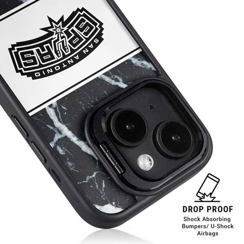 NBA San Antonio Spurs Marble iPhone 14 Kickstand Case