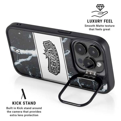 NBA San Antonio Spurs Marble iPhone 14 Pro Max Kickstand Case
