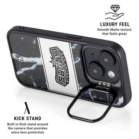NBA San Antonio Spurs Marble iPhone 15 Plus Kickstand Case