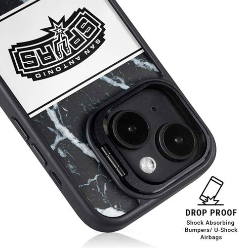 NBA San Antonio Spurs Marble iPhone 15 Plus Kickstand Case