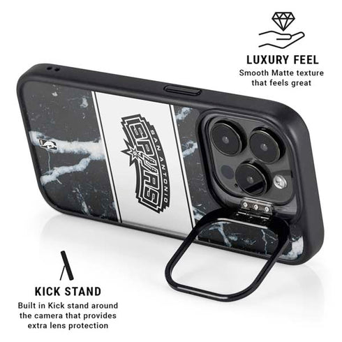 NBA San Antonio Spurs Marble iPhone 15 Pro Kickstand Case