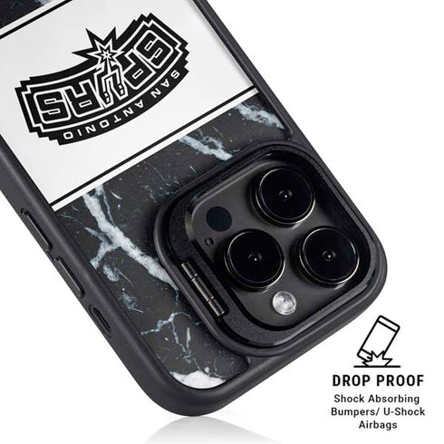 NBA San Antonio Spurs Marble iPhone 15 Pro Max Kickstand Case