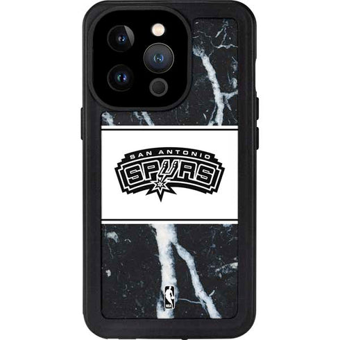 NBA San Antonio Spurs Marble iPhone 15 Pro Waterproof Case