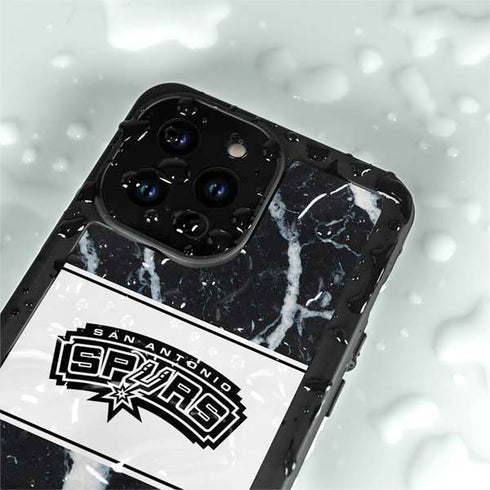 NBA San Antonio Spurs Marble iPhone 15 Pro Waterproof Case