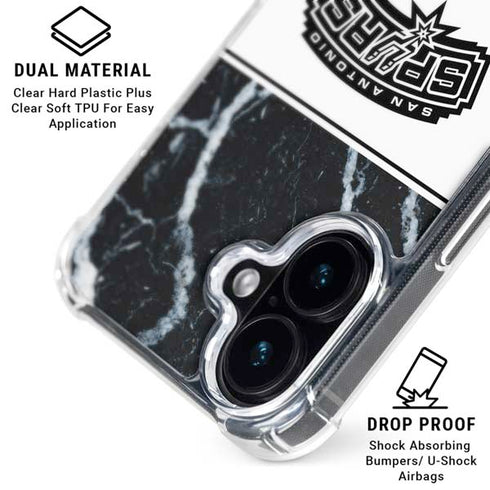 NBA San Antonio Spurs Marble iPhone 16 Plus Clear Case
