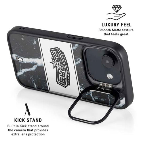 NBA San Antonio Spurs Marble iPhone 16e Kickstand Case