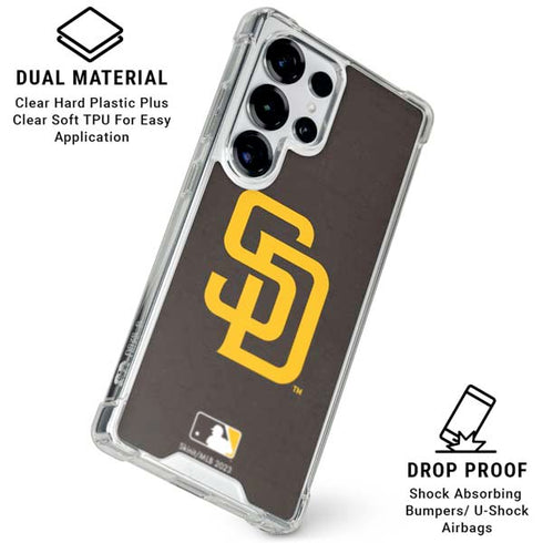 MLB San Diego Padres - Solid Distressed Galaxy S26 Ultra Clear Case