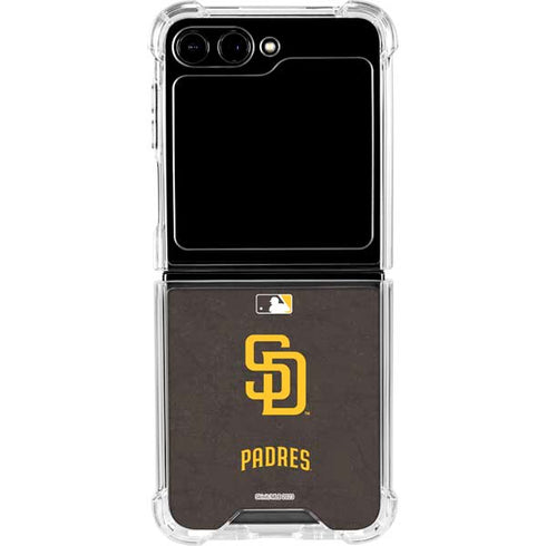 MLB San Diego Padres - Solid Distressed Galaxy Z Flip6 Clear Case