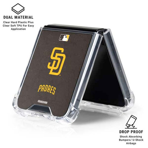 MLB San Diego Padres - Solid Distressed Galaxy Z Flip6 Clear Case