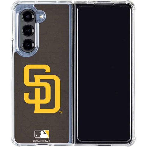 MLB San Diego Padres - Solid Distressed Galaxy Z Fold5 5G Clear Case