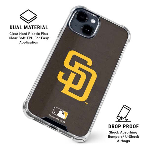 MLB San Diego Padres - Solid Distressed iPhone 15 Clear Case