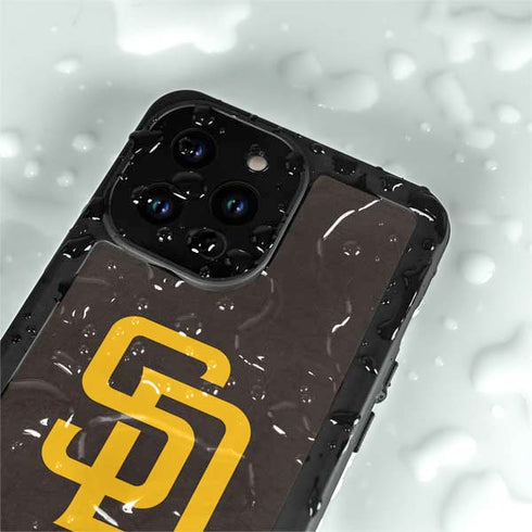 MLB San Diego Padres - Solid Distressed iPhone 15 Pro Waterproof Case