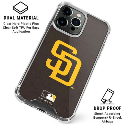MLB San Diego Padres - Solid Distressed iPhone 16 Pro Max Clear Case