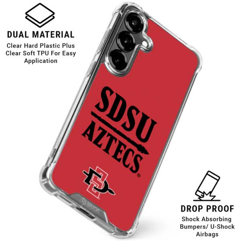 San Diego State University Aztecs Red Galaxy S26 Clear Case