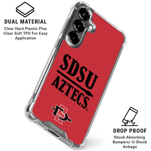 San Diego State University Aztecs Red Galaxy S26 Plus Clear Case