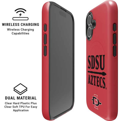 San Diego State University Aztecs Red iPhone 16 Magsafe Impact Case