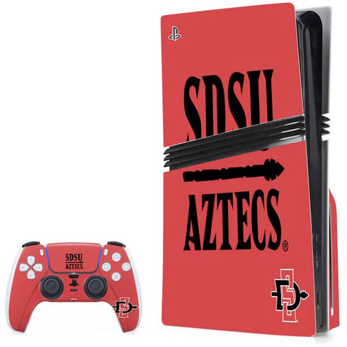 San Diego State University Aztecs Red PS5 Pro Disk Bundle Skin