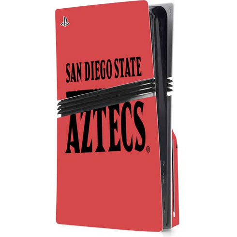 San Diego State University Logo Red PS5 Pro Disk Console Skin