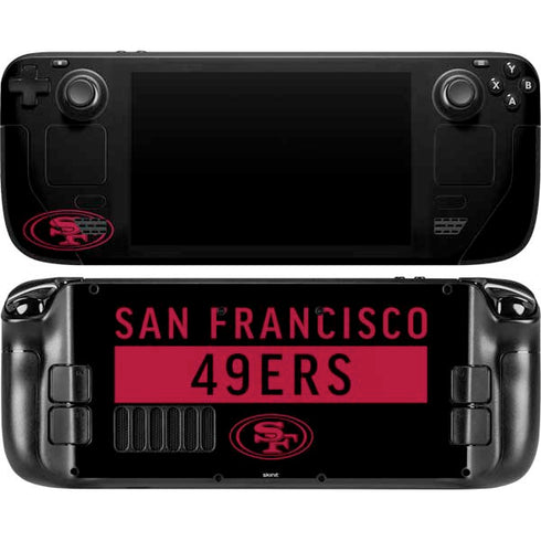 NFL San Francisco 49ers Black Performance Series Steam Deck Handheld Gaming Computer OLED Skin