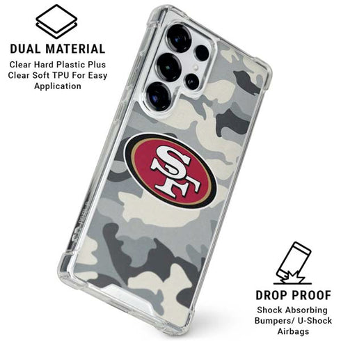 NFL San Francisco 49ers Camo Galaxy S25 Ultra Clear Case