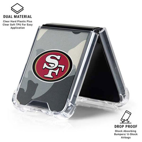 NFL San Francisco 49ers Camo Galaxy Z Flip6 Clear Case