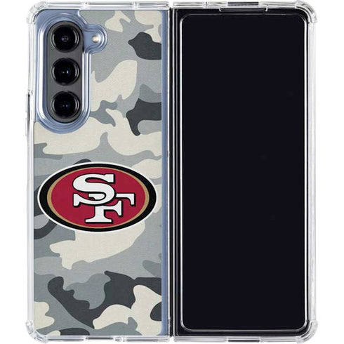 NFL San Francisco 49ers Camo Galaxy Z Fold5 5G Clear Case