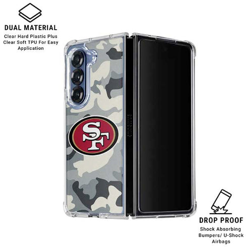 NFL San Francisco 49ers Camo Galaxy Z Fold6 Clear Case