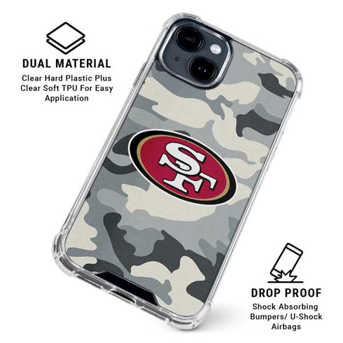 NFL San Francisco 49ers Camo iPhone 15 Clear Case