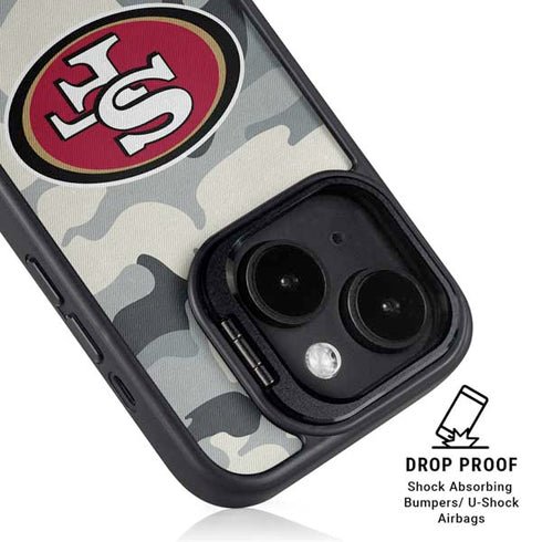 NFL San Francisco 49ers Camo iPhone 15 Kickstand Case