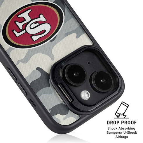 NFL San Francisco 49ers Camo iPhone 15 Plus Kickstand Case