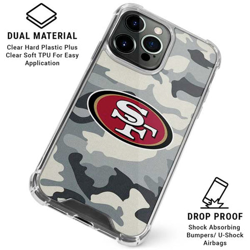 NFL San Francisco 49ers Camo iPhone 16 Pro Clear Case
