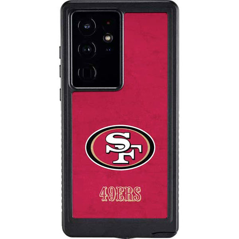 NFL San Francisco 49ers Distressed Galaxy S24 Ultra Waterproof Case