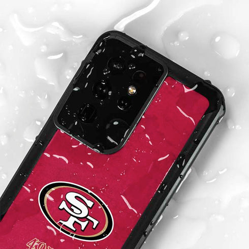 NFL San Francisco 49ers Distressed Galaxy S24 Ultra Waterproof Case