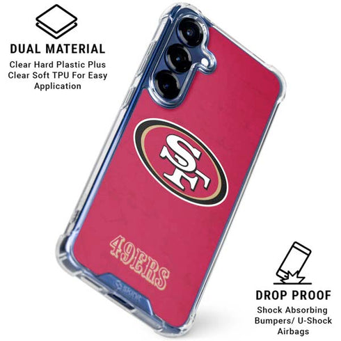 NFL San Francisco 49ers Distressed Galaxy S25 Clear Case