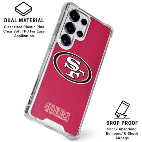 NFL San Francisco 49ers Distressed Galaxy S25 Ultra Clear Case