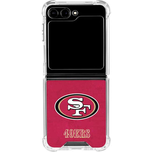NFL San Francisco 49ers Distressed Galaxy Z Flip6 Clear Case