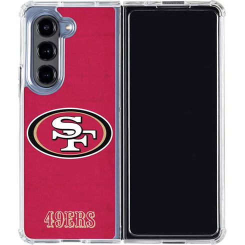 NFL San Francisco 49ers Distressed Galaxy Z Fold5 5G Clear Case