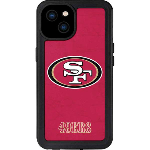 NFL San Francisco 49ers Distressed iPhone 15 Plus Waterproof Case