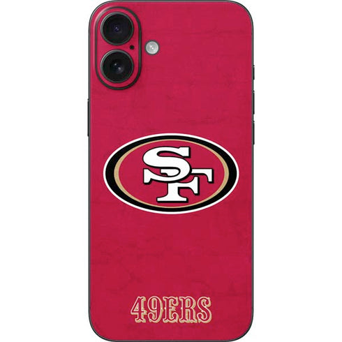 NFL San Francisco 49ers Distressed iPhone 16 Plus Skin