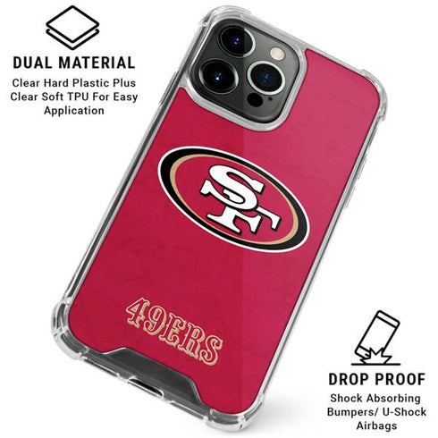 NFL San Francisco 49ers Distressed iPhone 16 Pro Max Clear Case