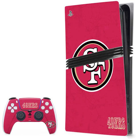 NFL San Francisco 49ers Distressed PS5 Pro Bundle Skin