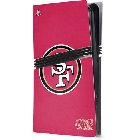 NFL San Francisco 49ers Distressed PS5 Pro Console Skin