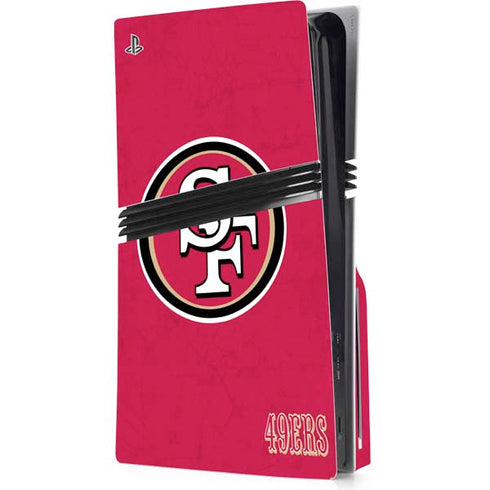 NFL San Francisco 49ers Distressed PS5 Pro Disk Console Skin