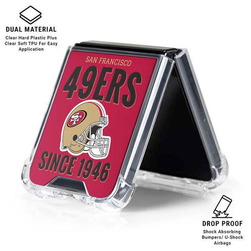 NFL San Francisco 49ers Helmet Galaxy Z Flip6 Clear Case