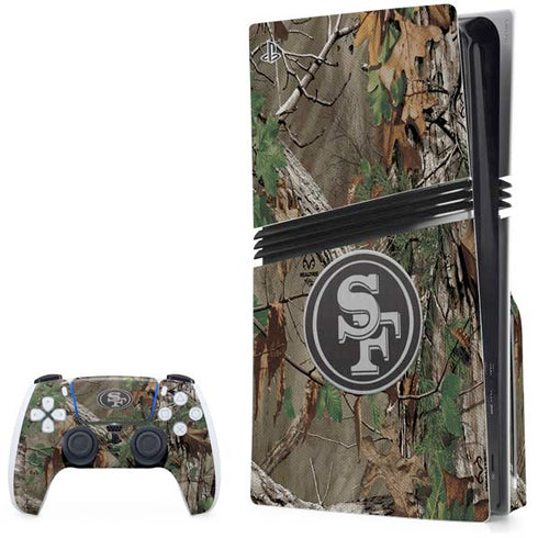 NFL San Francisco 49ers Realtree Xtra Green Camo PS5 Pro Disk Bundle Skin