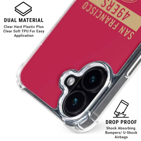 NFL San Francisco 49ers Red Performance Series iPhone 16 Plus Clear Case