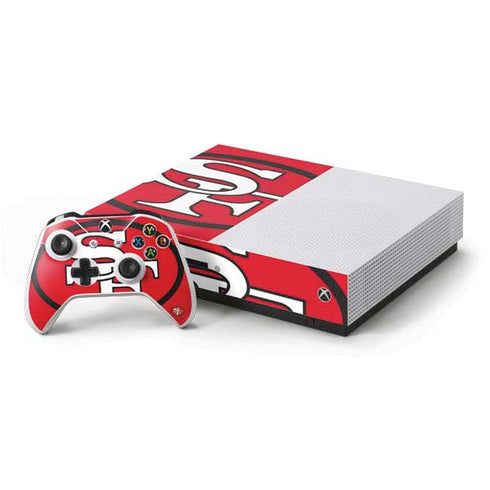NFL San Francisco 49ers Retro Logo Xbox One S Console and Controller Bundle Skin