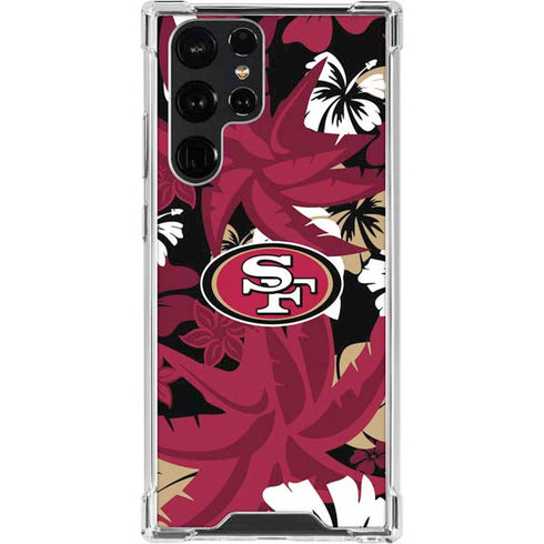 NFL San Francisco 49ers Tropical Print Galaxy S23 Ultra Clear Case